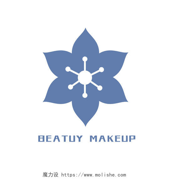 美妆淡蓝色简约风 logo标识设计樱花美妆logo设计